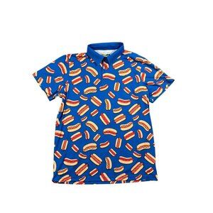 Tipsy Elves Men's Hot Dog Golf Polo Holiday USA Glizzy Size Large